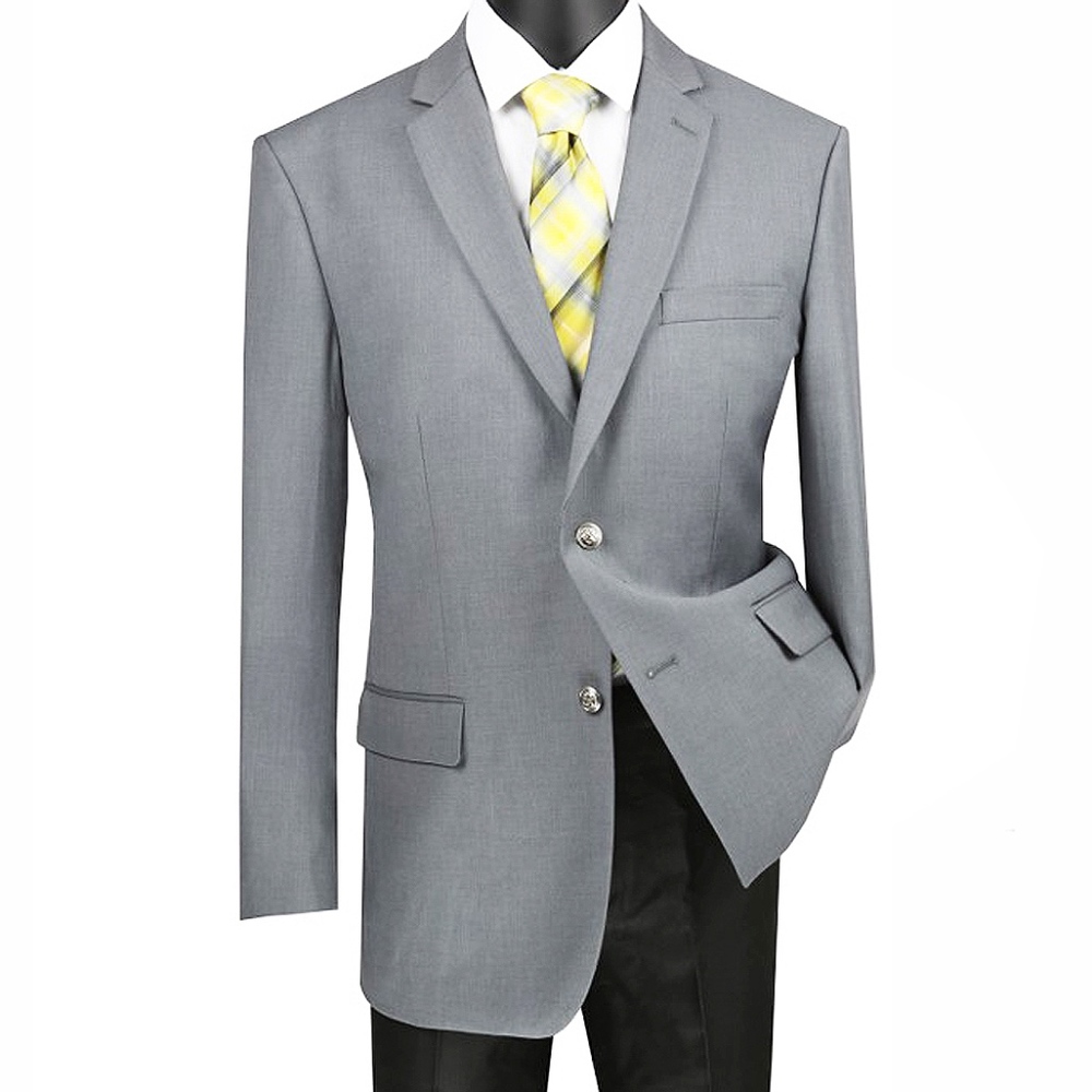 Men's Dress Blazer w/2 Silver Color Buttons-Medium Gray